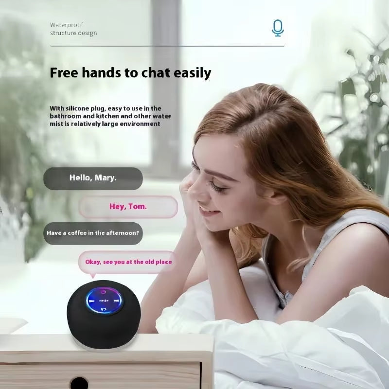 AquaBeat Mini: Waterproof LED Bluetooth Speaker with Powerful Sound & Suction Cup Mount
